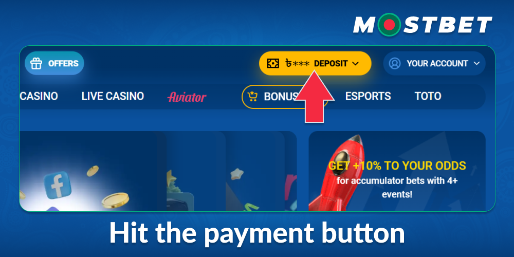 Click the Mostbet BD payment transactions button